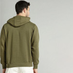 The Lifestyle Co Men Olive Green Solid Hooded Sweatshirt