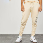 Men Cream-Colored Solid Slim Fit Cotton Joggers