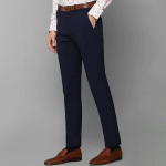 Men Navy Blue Slim Fit Trousers