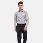 Men Grey Horizontal Stripes Striped Cotton Formal Shirt