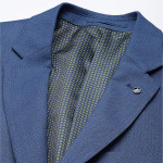 Men Blue Self-Design Slim-Fit Single-Breasted Formal Blazer