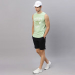 Men Mint Printed Round Neck Sleeveless T-Shirt Vest