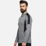 Men Grey & Black Colourblocked Polo Collar T-shirt