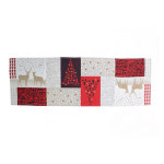 Red Set of 7 Christmas Jacquard Woven Table Mats & Runner