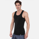 Men Black Solid Racer Back Innerwear Vest 9922-0105