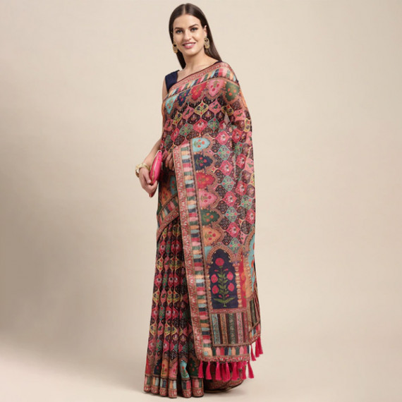 http://342977.6veg5luws.asia/products/peach-coloured-multicoloured-kalamkari-sequinned-linen-blend-block-print-saree